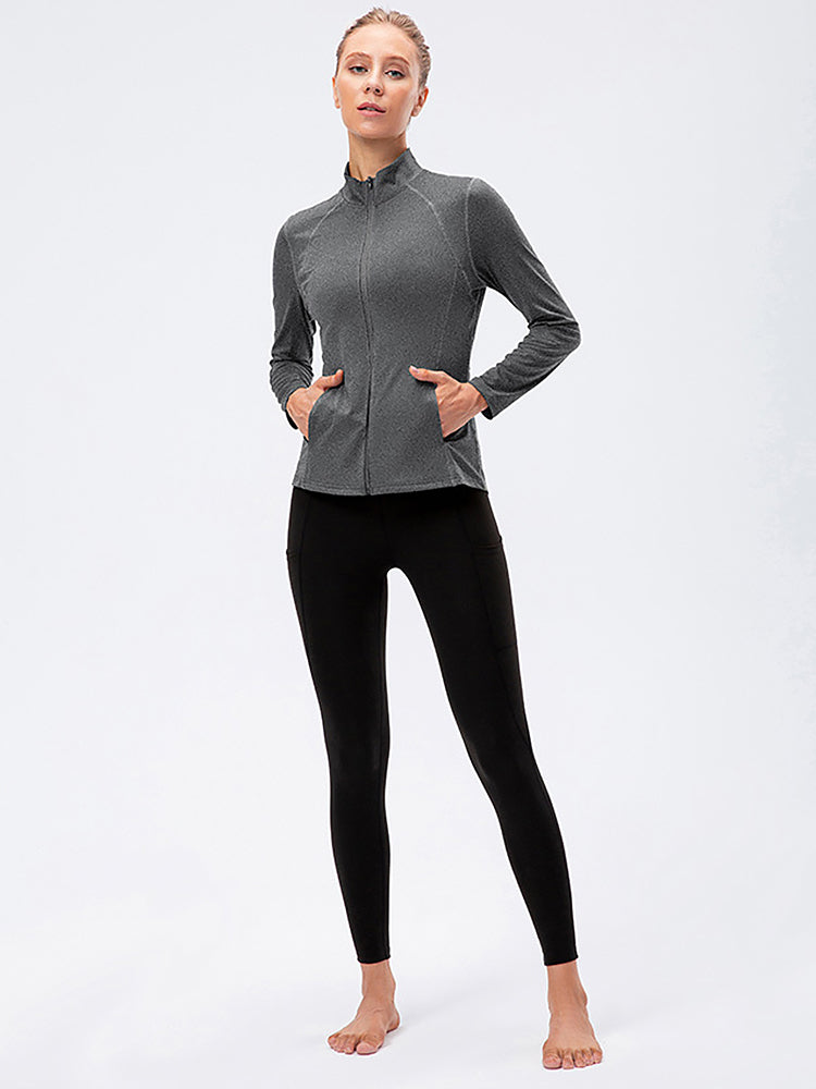 Zip Closure Athletic Slim Quick Dry Running Tops