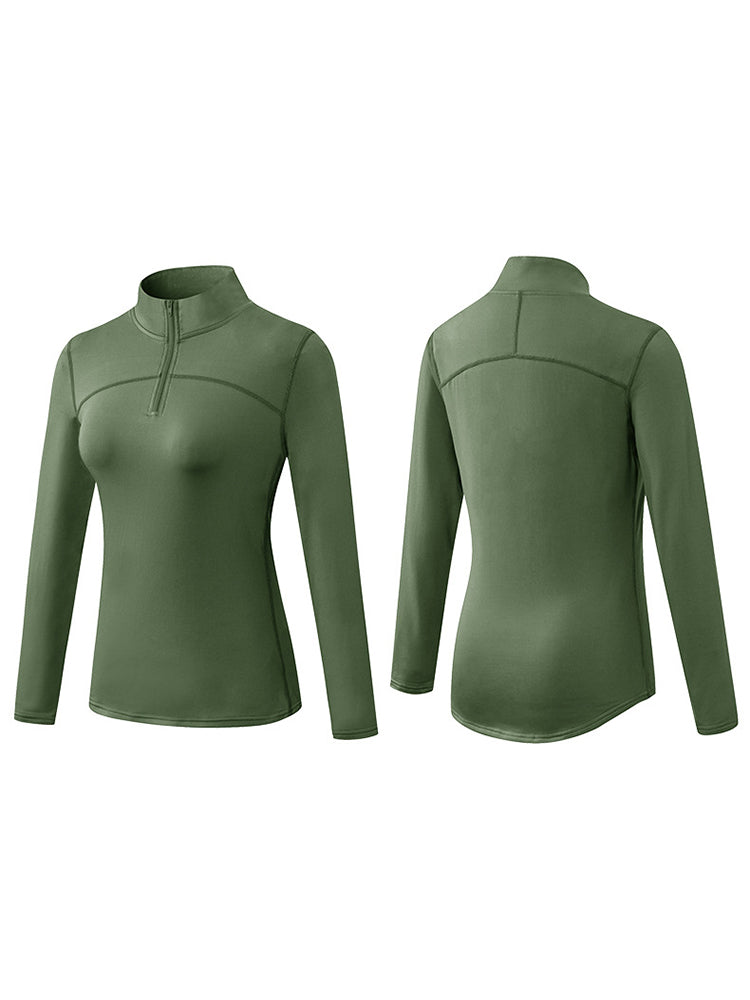 Women's Winter Long Sleeve Fleece Fitness Sports Thermal Tops