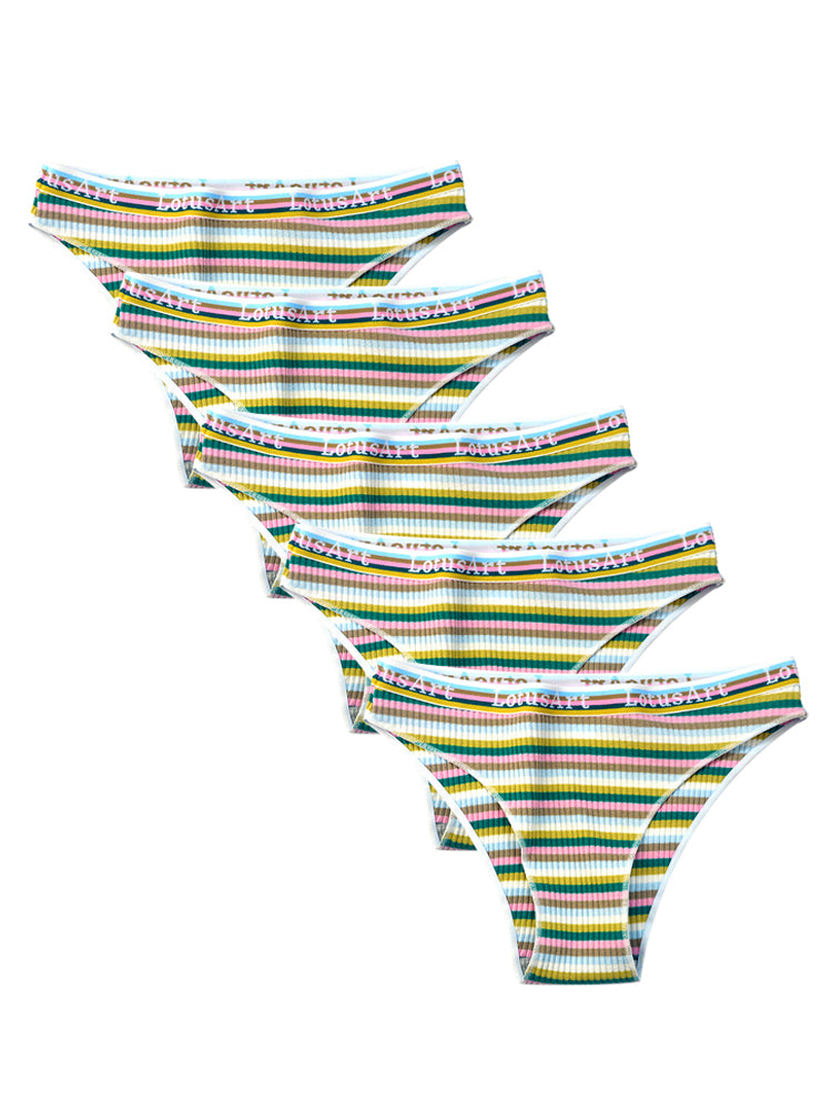 Colorful Striped Ribbed Cotton Briefs&nbsp;