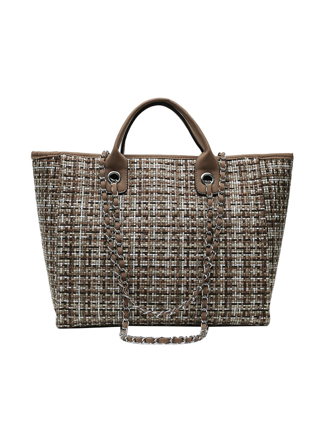 Chic Tweed Chain Tote Bag