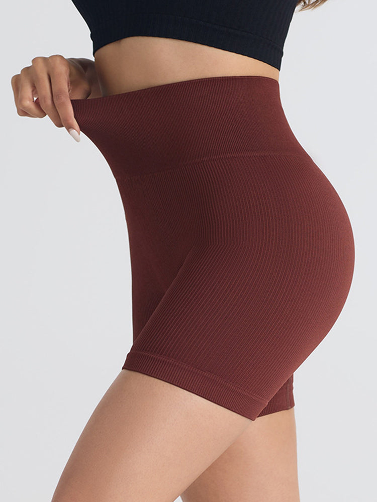 Seamless Ribbed Butt-Lift Biker Yoga Shorts