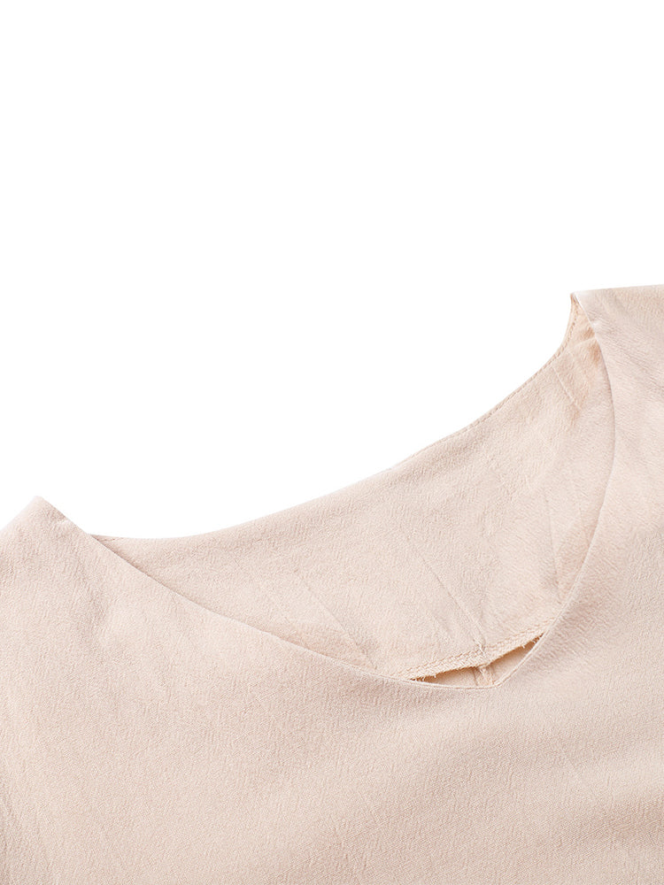 Vintage Short Sleeve V Neck Pockets Dresses