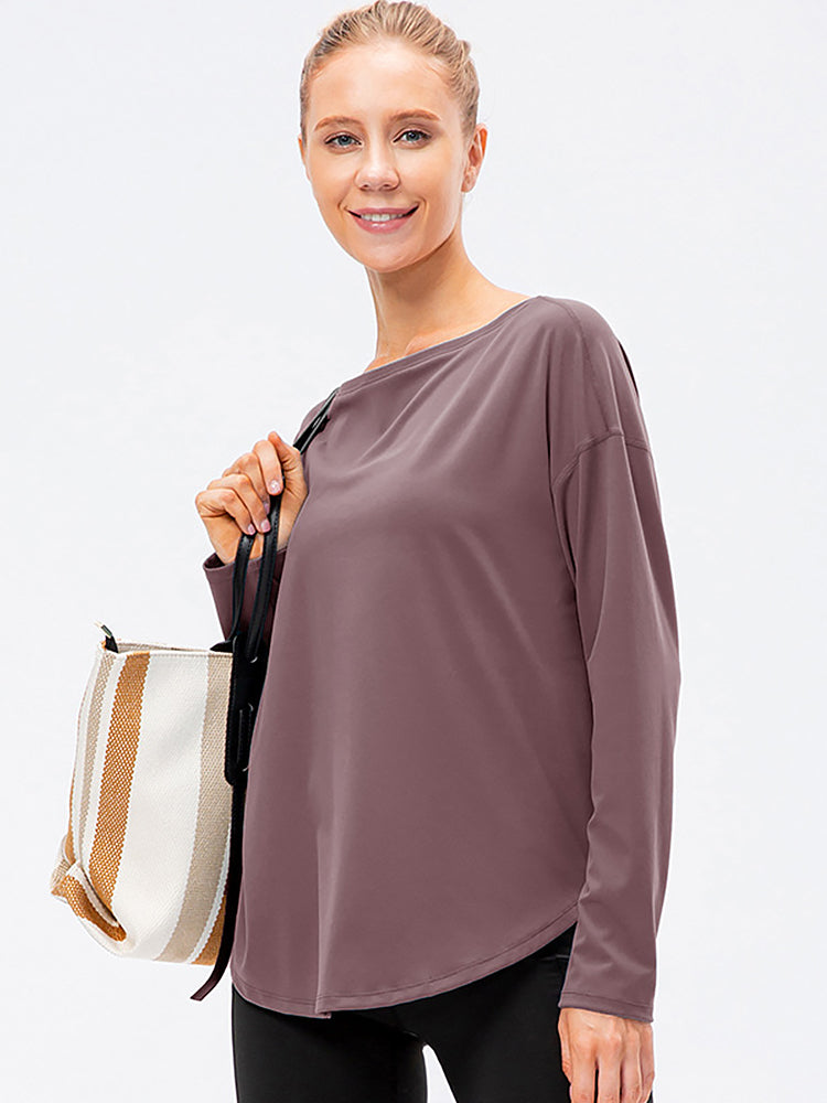 Off-Neck Relaxed Yoga Sports Top