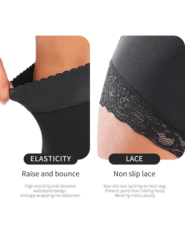 Lace Trim High-Waisted Sculpting Shorts