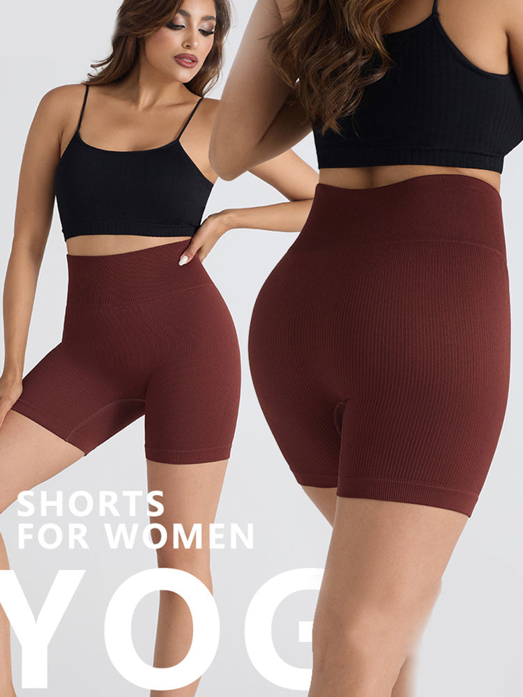 Seamless Ribbed Butt-Lift Biker Yoga Shorts