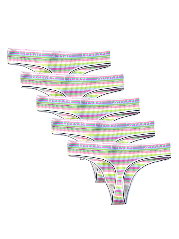 Women's Colorful Striped Thread Thong