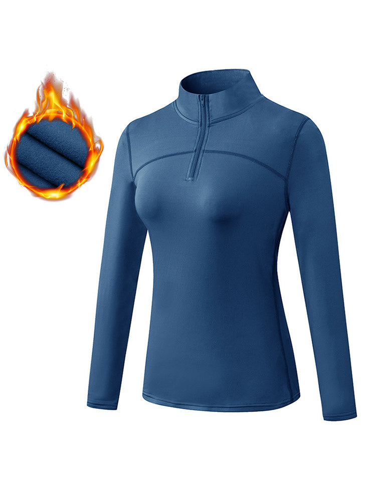 Women's Winter Long Sleeve Fleece Fitness Sports Thermal Tops