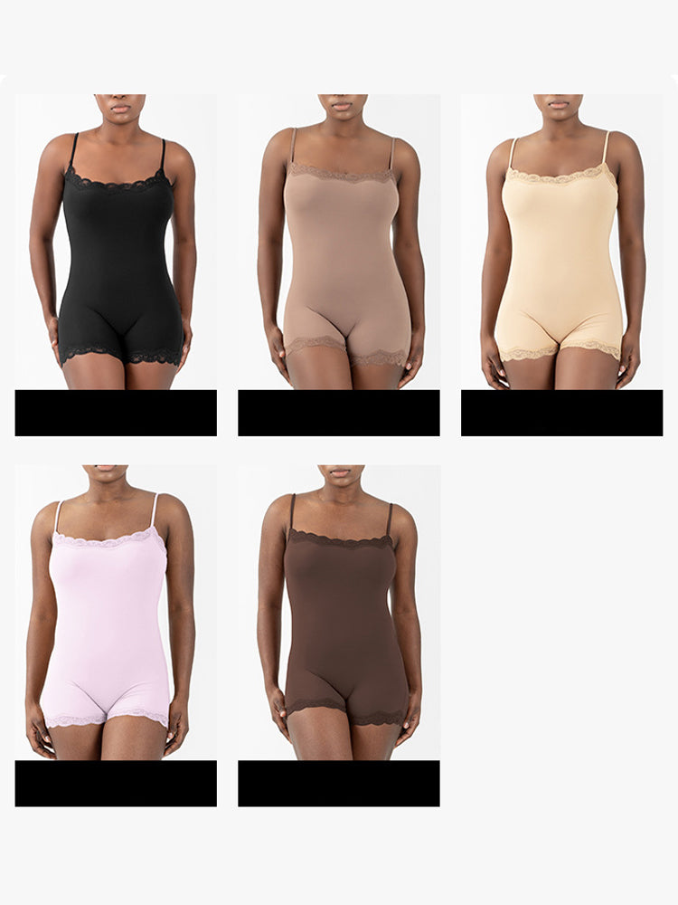 Lace Strap Bodysuit - Full-Coverage Yoga Sportswear
