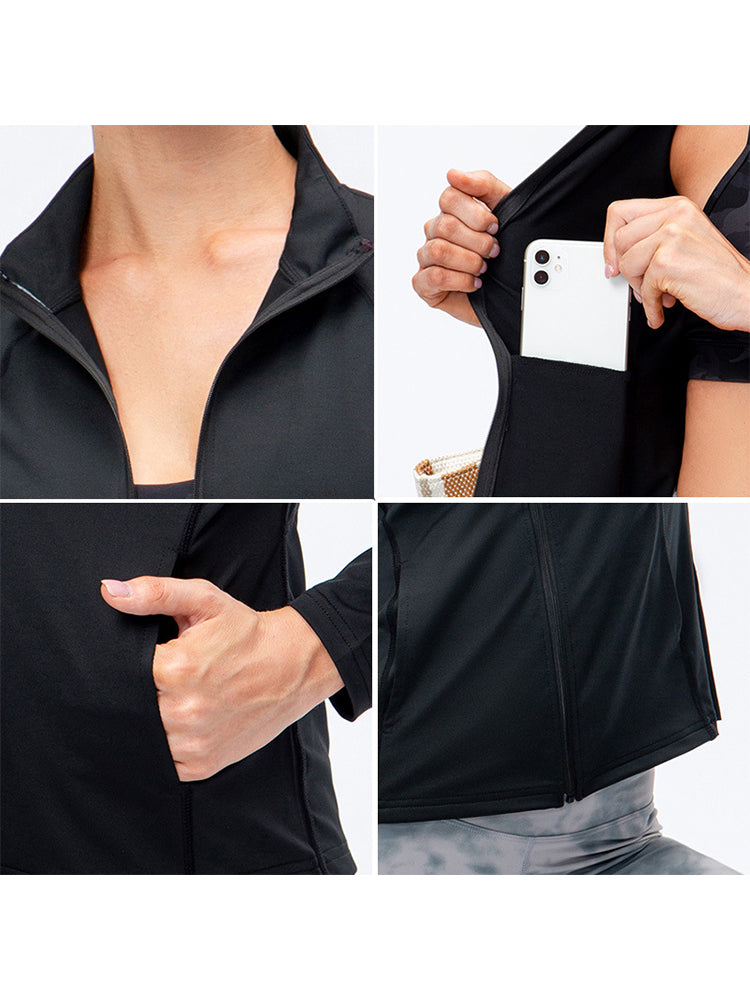 Zip Closure Athletic Slim Quick Dry Running Tops