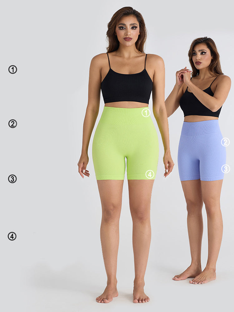 Seamless Ribbed Butt-Lift Biker Yoga Shorts