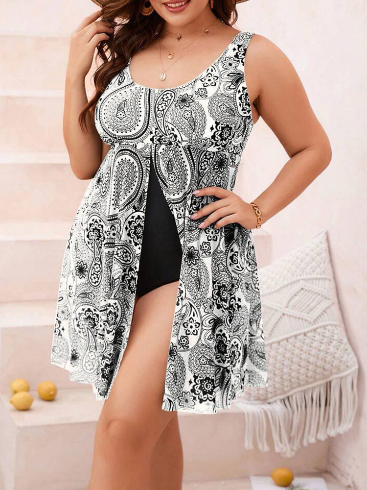 Women's Plus Size Sexy Open Back One-Piece Swimsuit