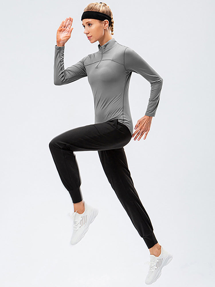 Women's Winter Long Sleeve Fleece Fitness Sports Thermal Tops
