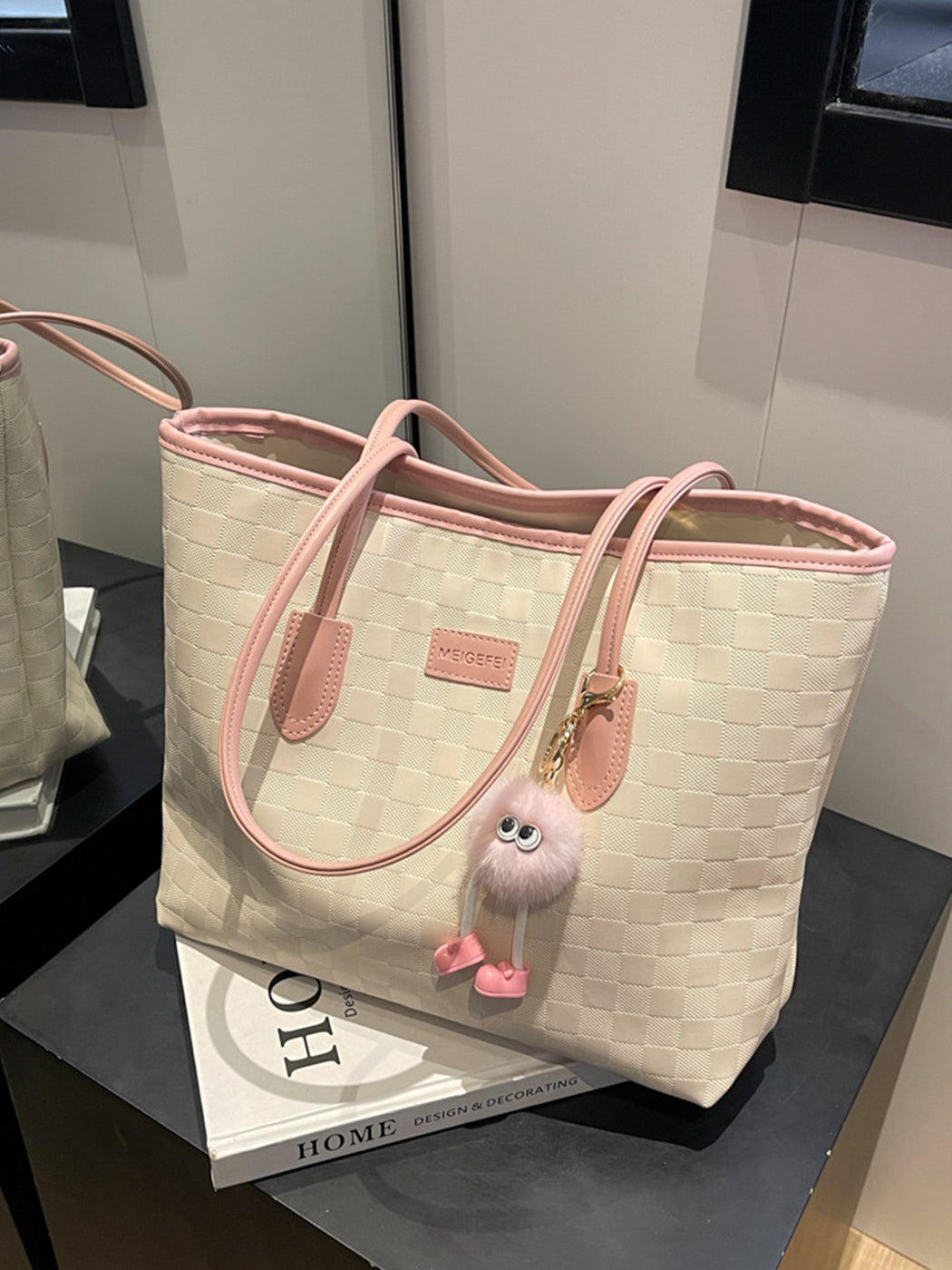 Stylish Shoulder Tote Bag With Bag Charm
