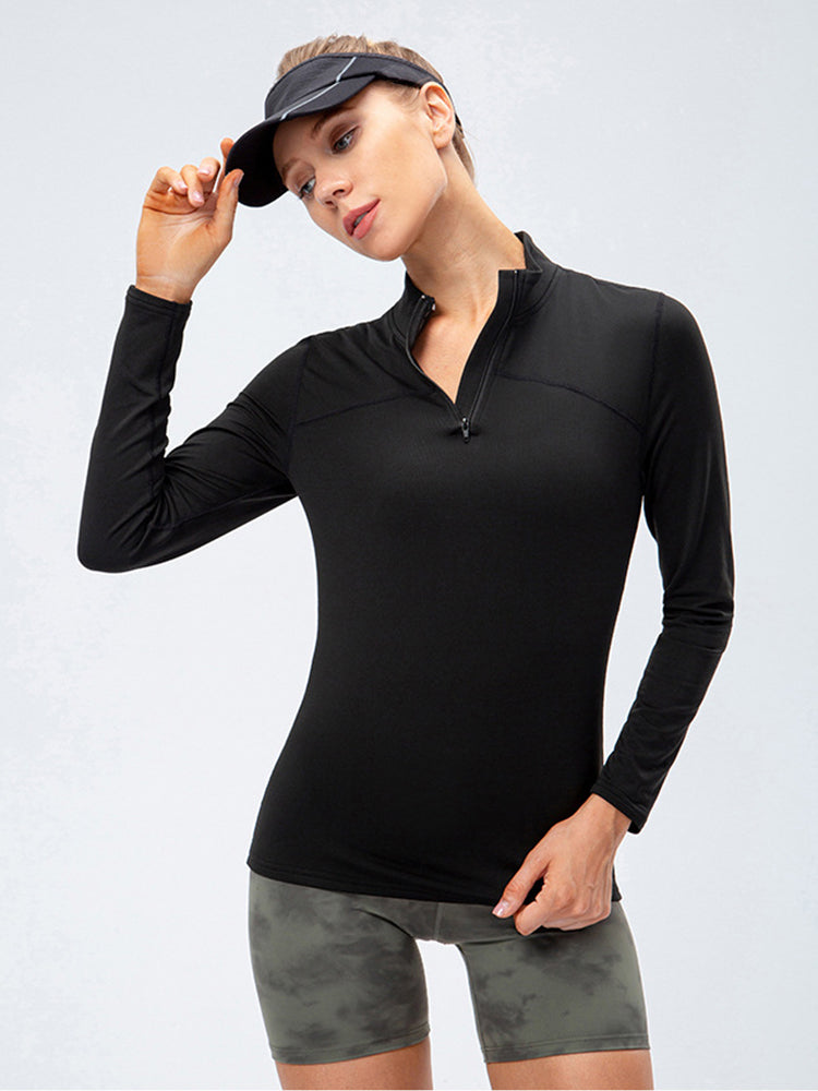 Women's Winter Long Sleeve Fleece Fitness Sports Thermal Tops