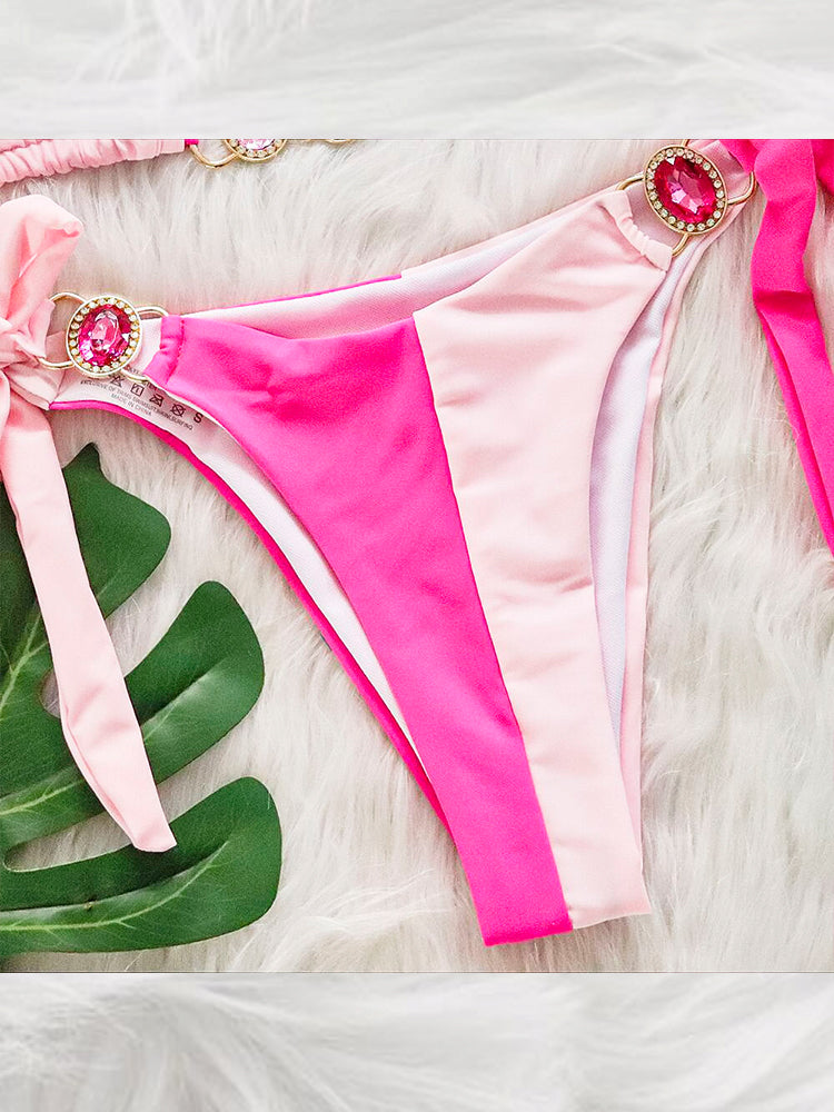 Women's Sexy Crisscross Patchwork Bikini Set