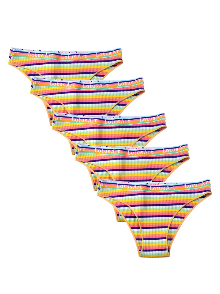 Colorful Striped Ribbed Cotton Briefs&nbsp;