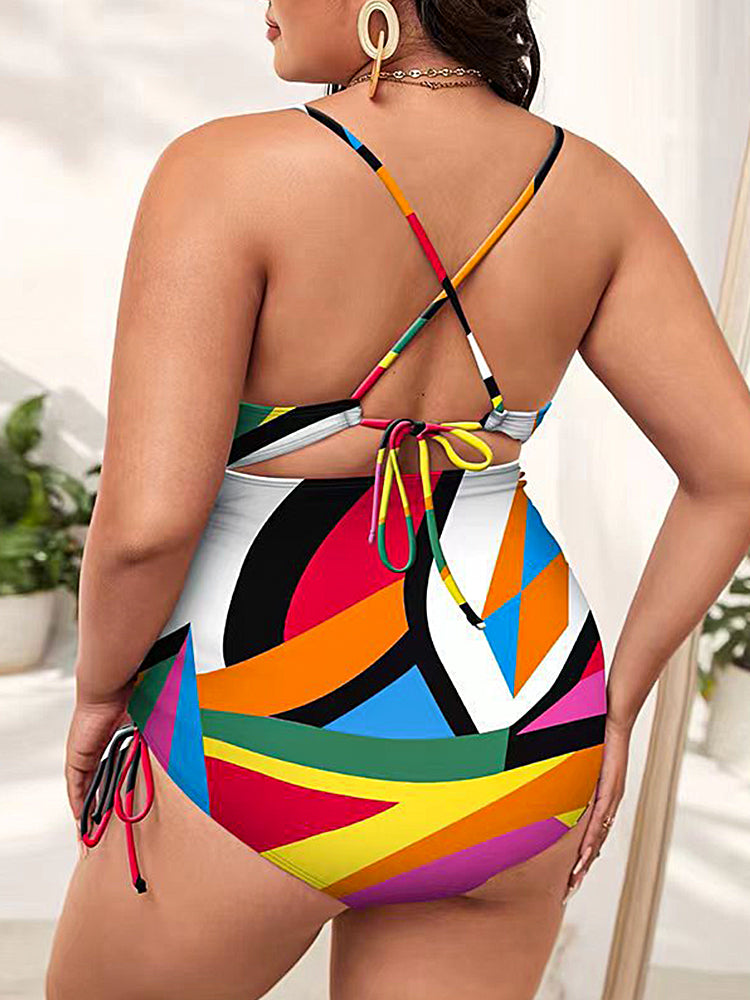 Women's Plus Size Sexy Floral Print One-Piece Swimsuit