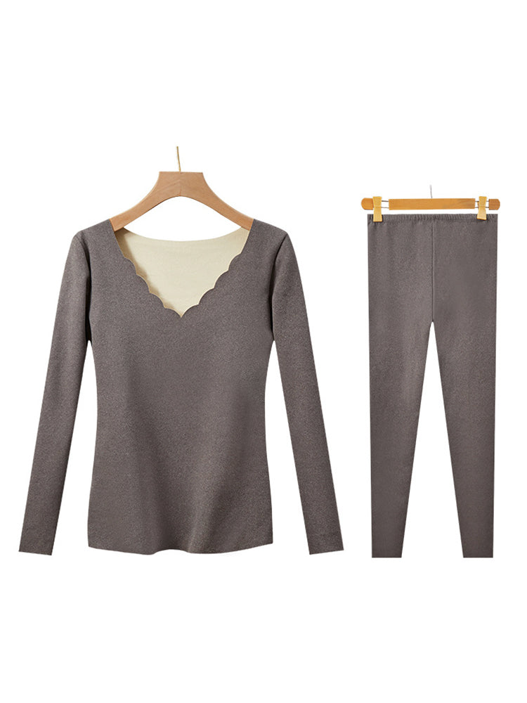 Seamless Base Layer Dralon V-neck Thermal Set