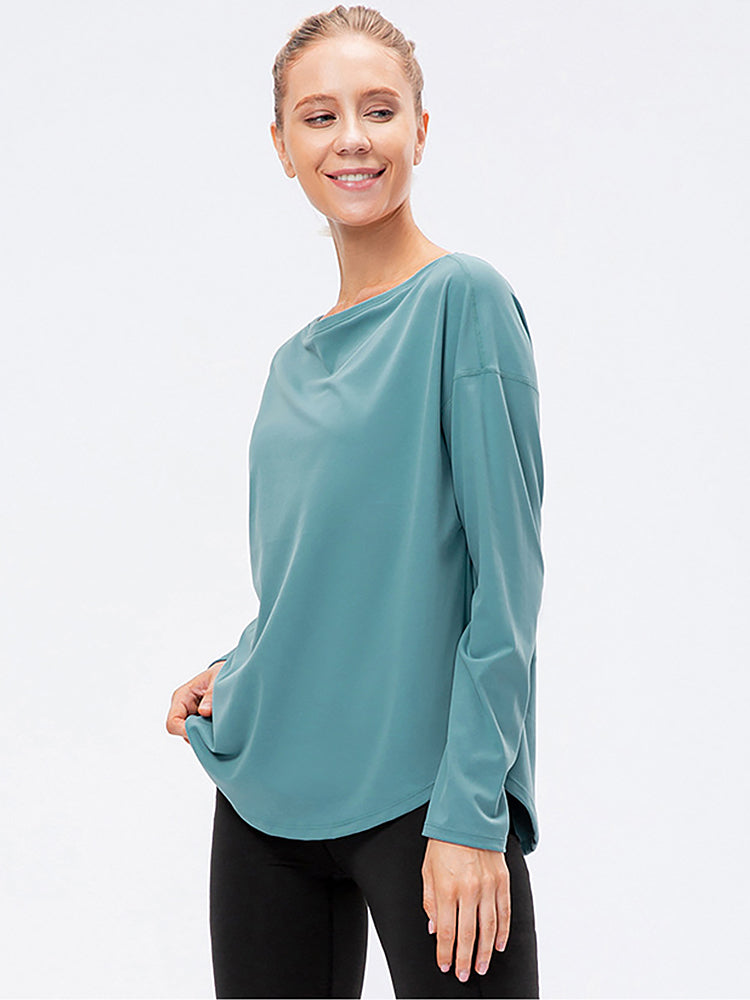 Off-Neck Relaxed Yoga Sports Top