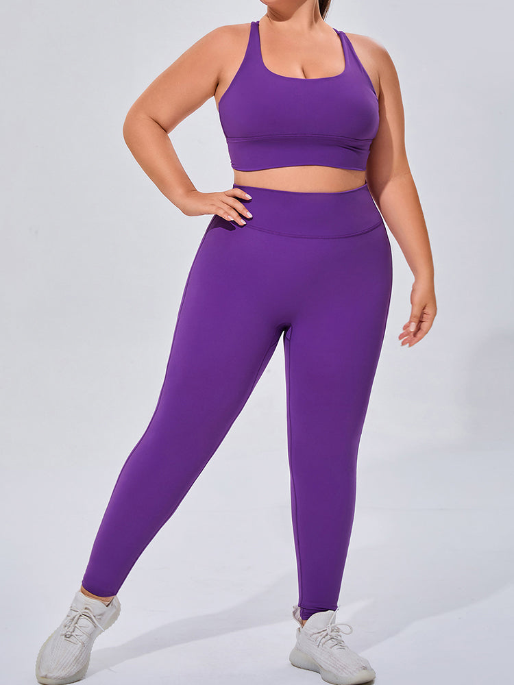 Seamless High Elastic Breathable Sports Bra and Leggings Two-Piece Fitness Set