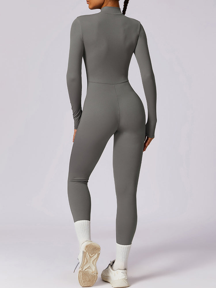 Full-Length Long Sleeve Zip-Up Sport Bodysuit for Women
