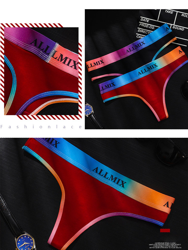 Women's Gradient Rainbow Seamless Low-Rise Thong