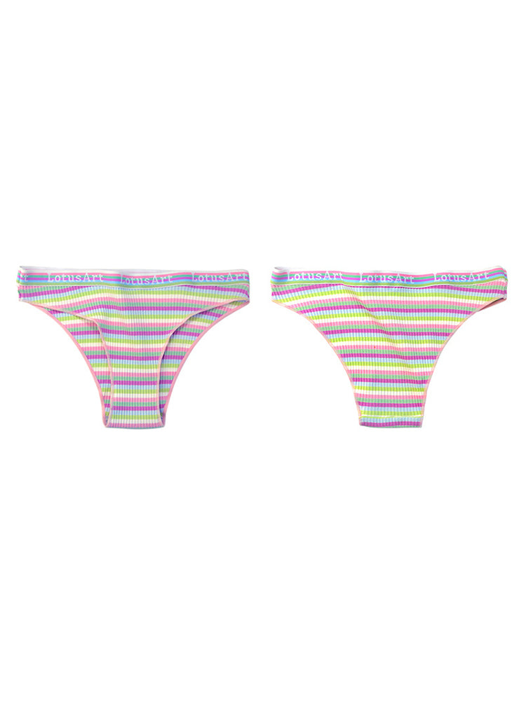 Colorful Striped Ribbed Cotton Briefs&nbsp;