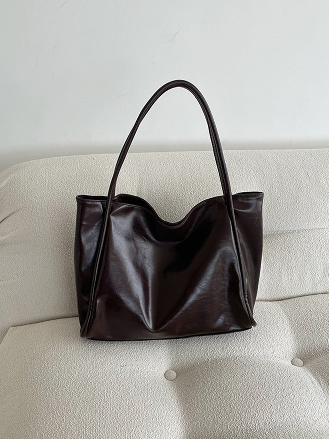 Versatile Solid Color Simple PU Tote Bag