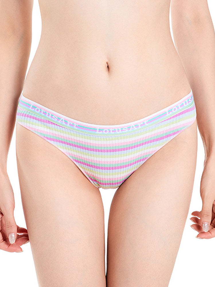 Colorful Striped Ribbed Cotton Briefs&nbsp;