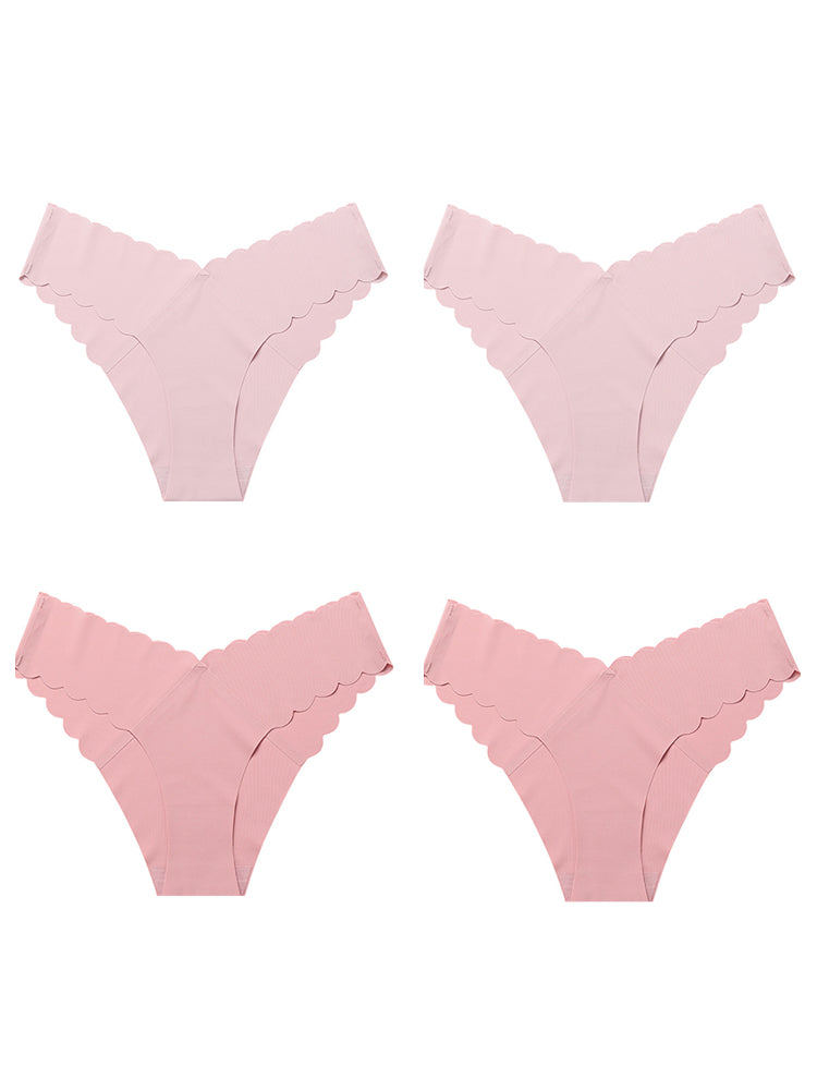 4-Pack Women's Seamless Scallop Edge Thong