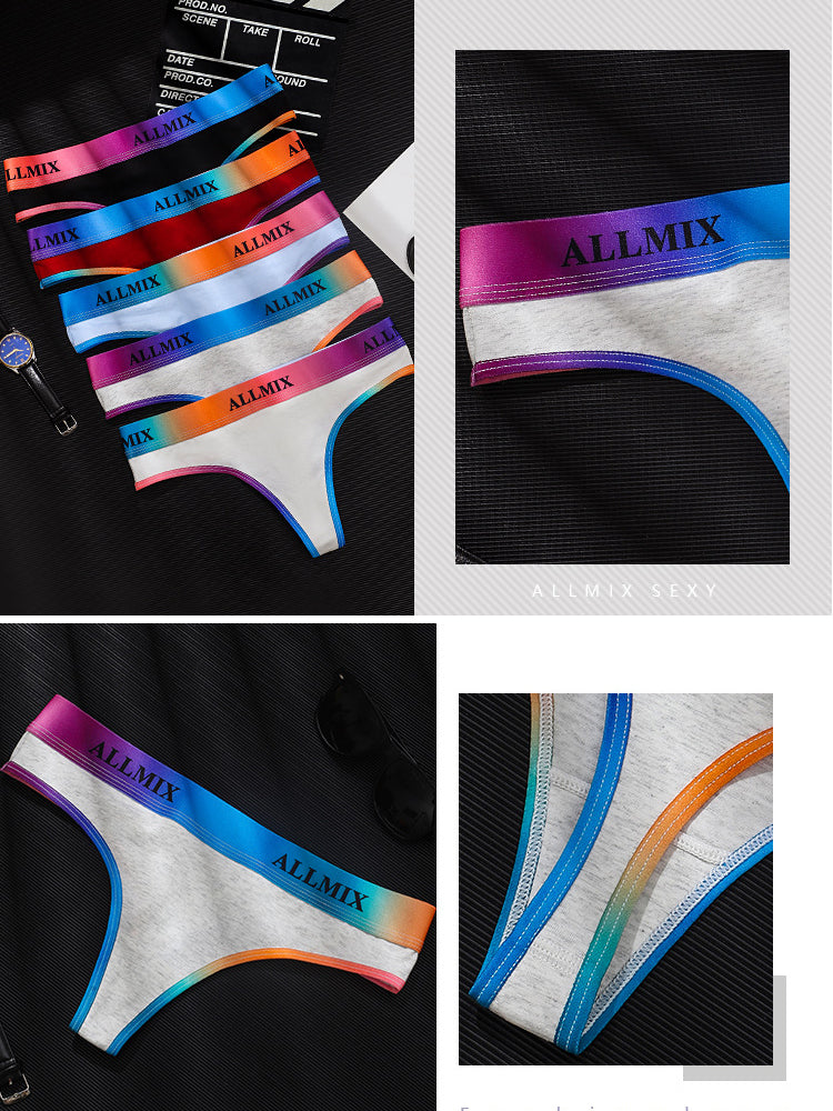 Women's Gradient Rainbow Seamless Low-Rise Thong