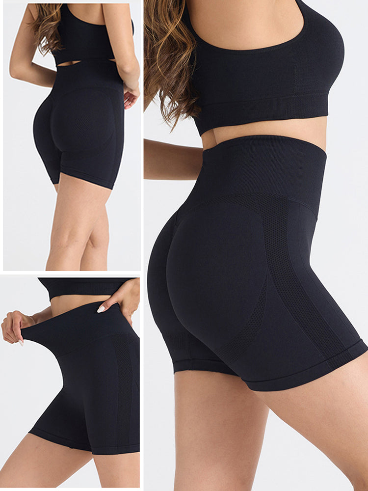 Seamless High-Waist Peach-Lift Compression Yoga Shorts