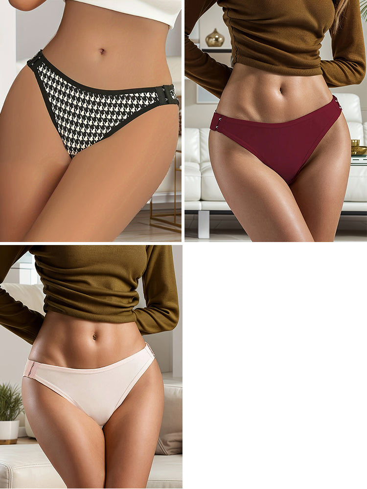 3-Pack Women's Low-Rise Quick-Dry Bikini Briefs - Breathable Polyester Removable Briefs