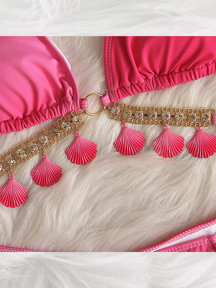 Women's Sexy Crisscross Bikini Set with Ombre Print
