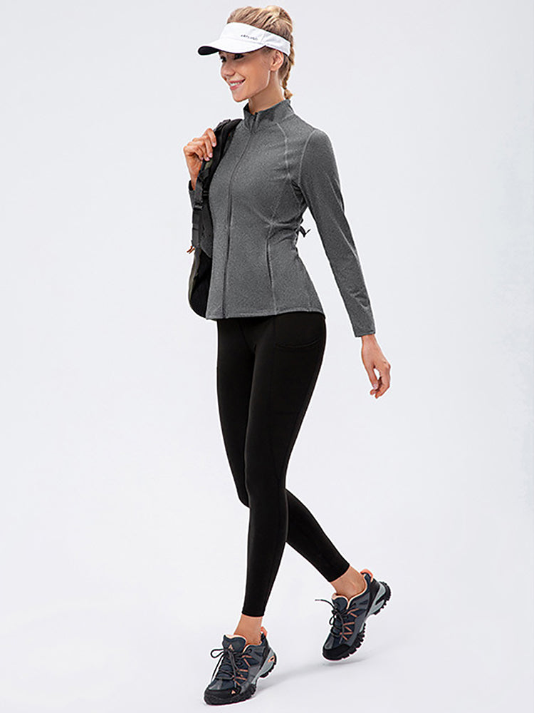 Zip Closure Athletic Slim Quick Dry Running Tops