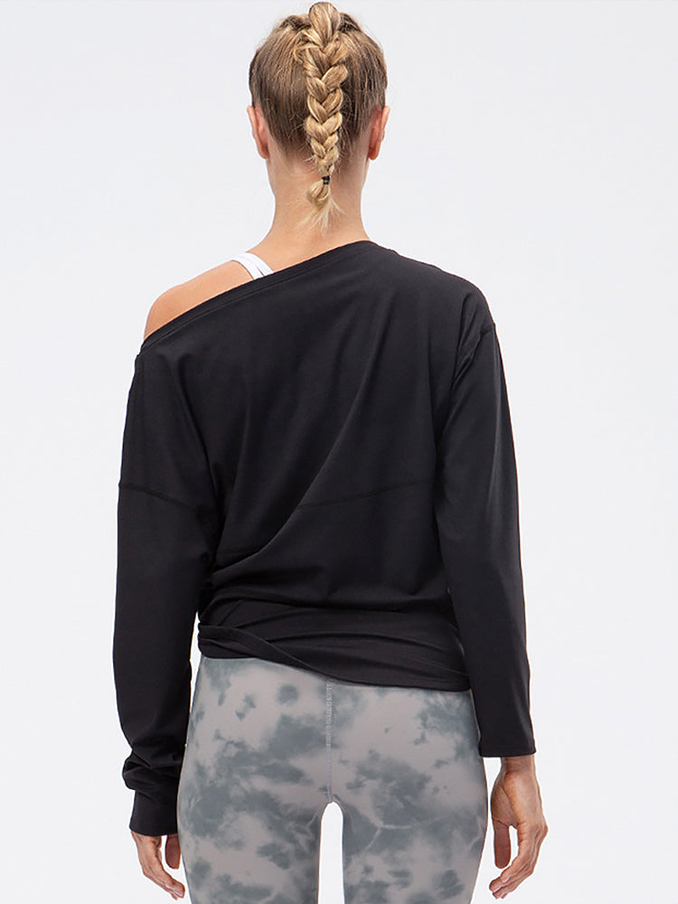 Off-Neck Relaxed Yoga Sports Top