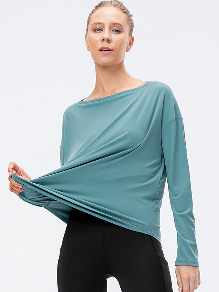 Off-Neck Relaxed Yoga Sports Top