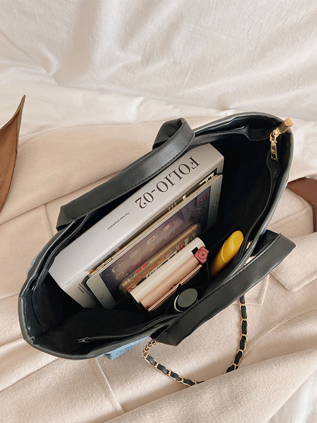 Trendy Denim Large-Capacity Tote Bag
