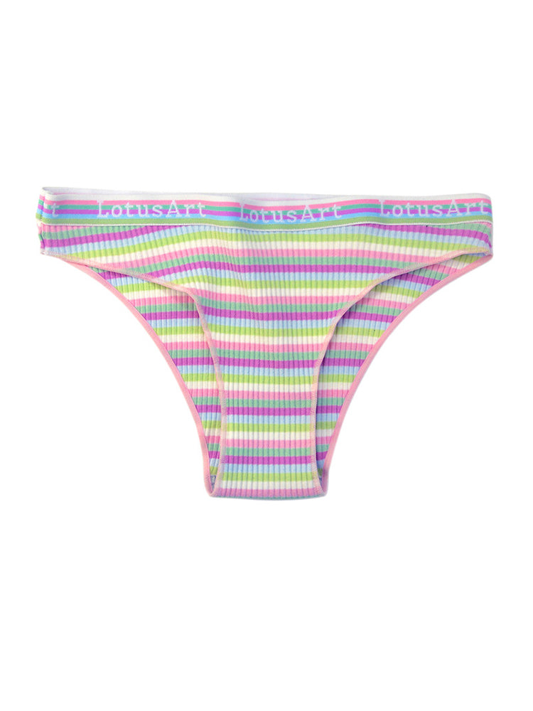 Colorful Striped Ribbed Cotton Briefs&nbsp;