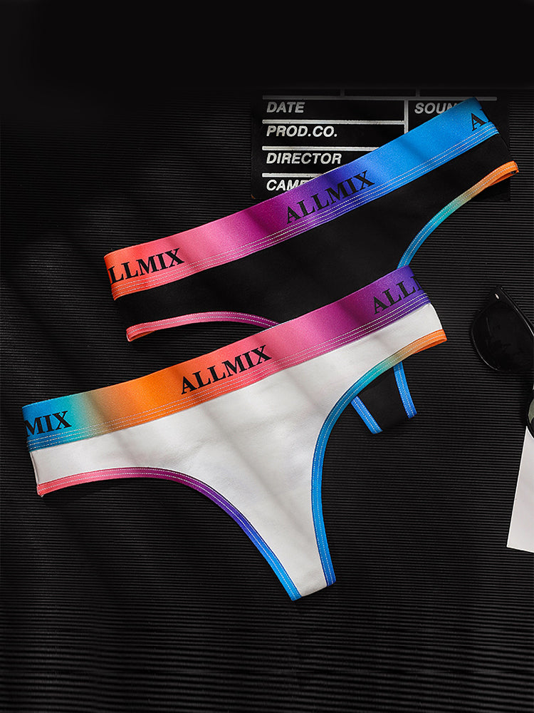 Women's Gradient Rainbow Seamless Low-Rise Thong