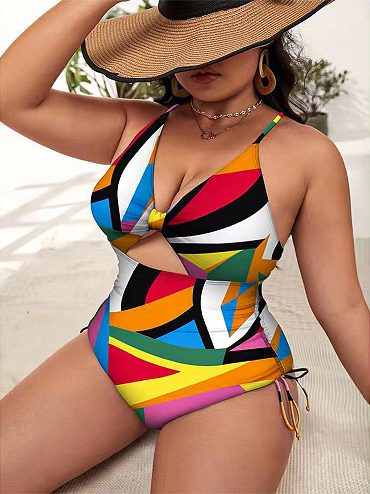 Women's Plus Size Sexy Floral Print One-Piece Swimsuit