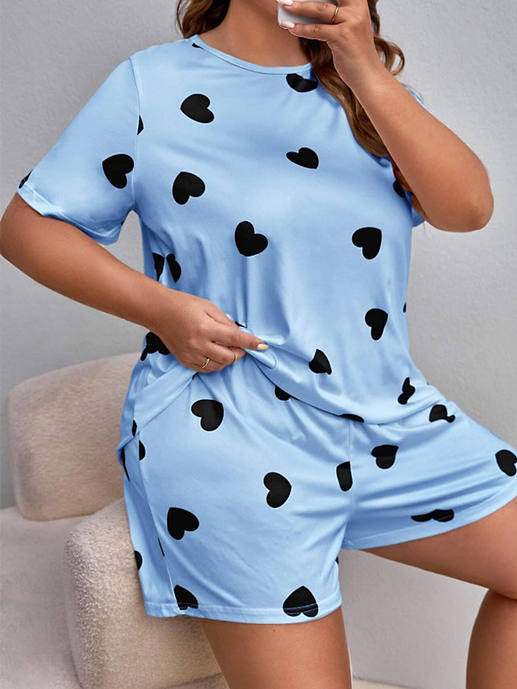 Women's Cute Casual Short-Sleeve and Shorts Pajama Set