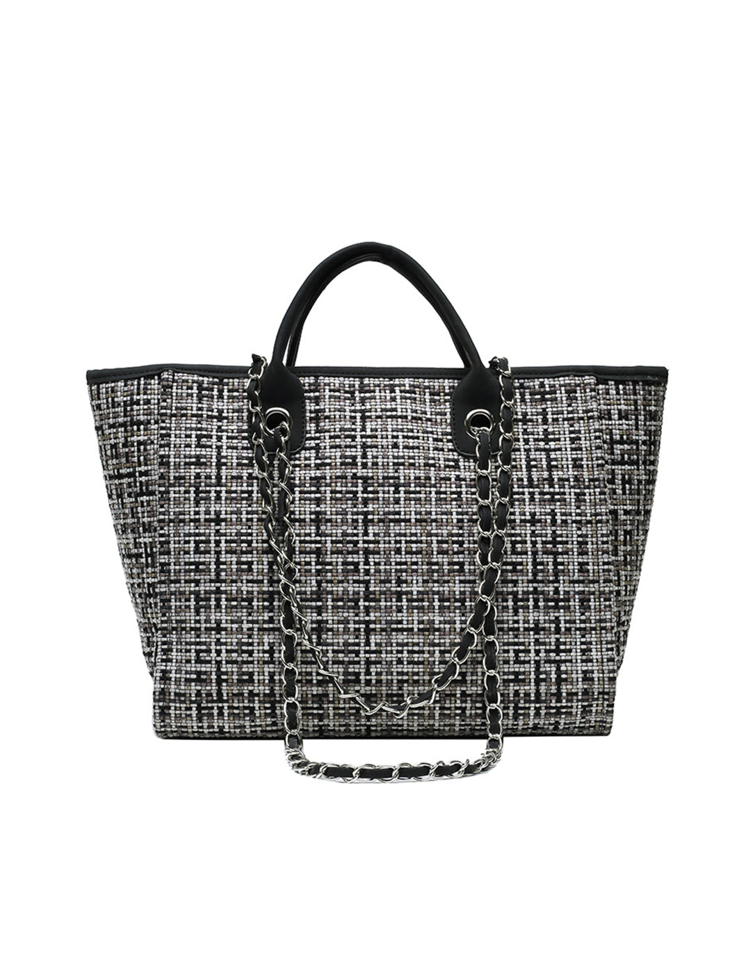 Chic Tweed Chain Tote Bag