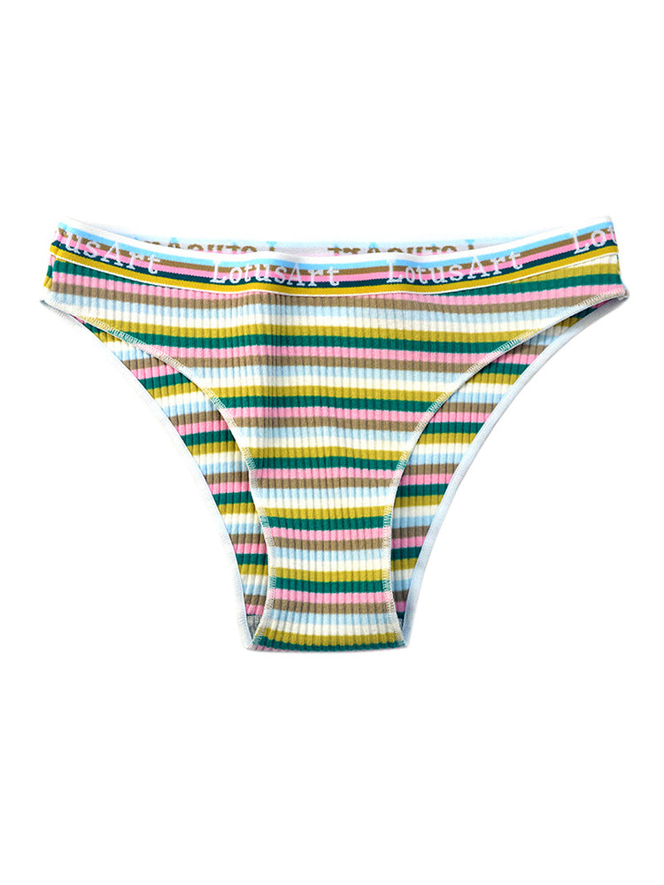 Colorful Striped Ribbed Cotton Briefs&nbsp;
