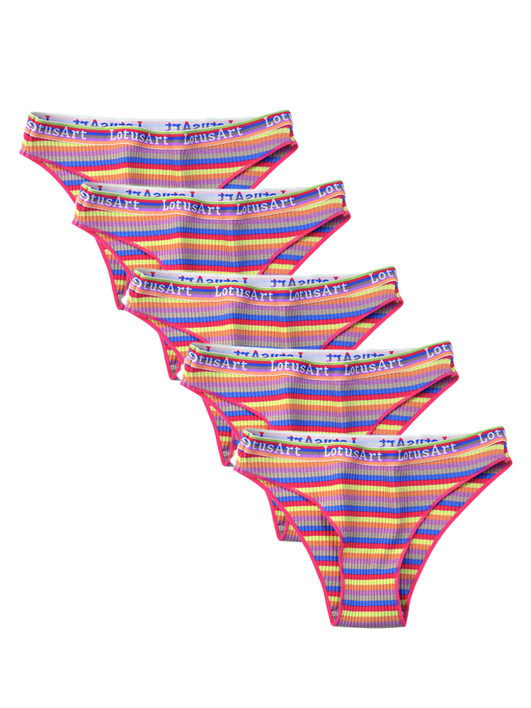 Colorful Striped Ribbed Cotton Briefs&nbsp;