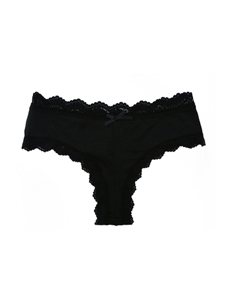 Sexy Lace Mid-Waist Bowknot Briefs