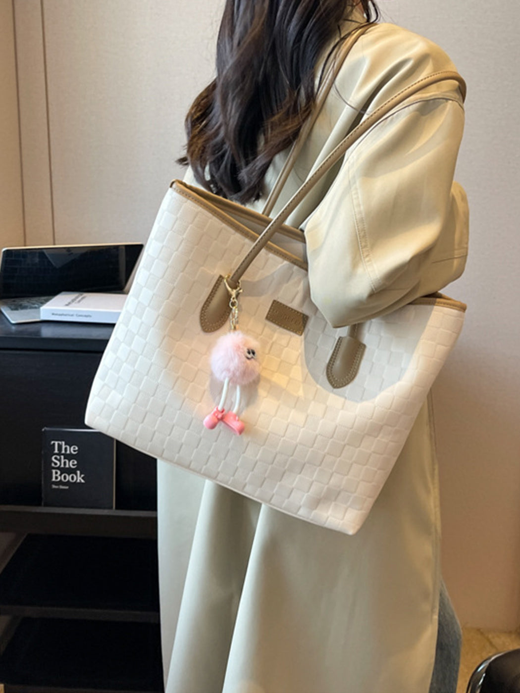 Stylish Shoulder Tote Bag With Bag Charm