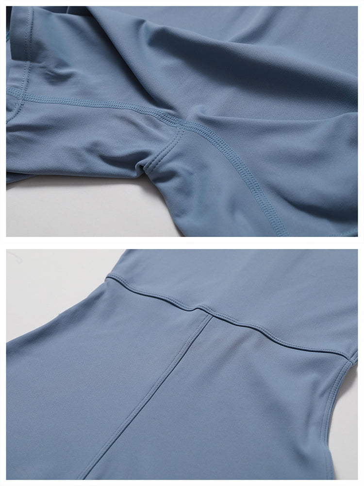High-Neck Short Sleeve Zip-Up Fitting Activewear Bodysuit