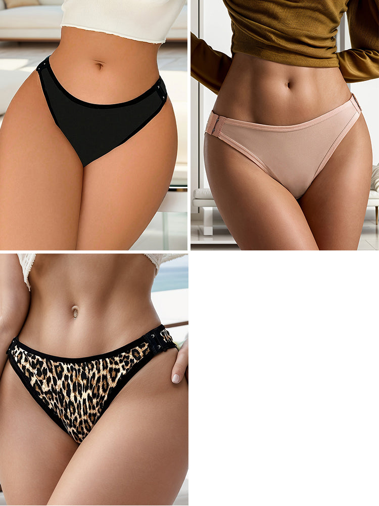 3-Pack Women's Low-Rise Quick-Dry Bikini Briefs - Breathable Polyester Removable Briefs