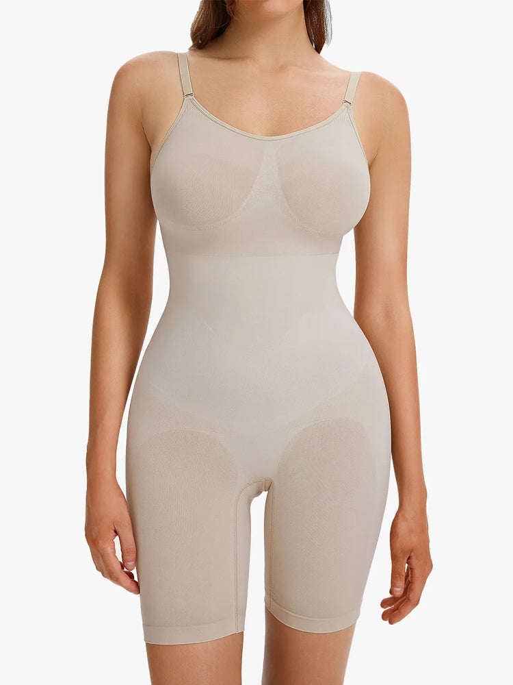 Tummy Control Faja Seamless Sculpting Bodysuit Mid Thigh Shapewear